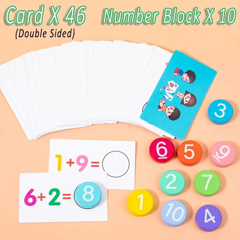 Kids Montessori Math Toys Arithmetic Card Matching Games Addition Subtraction Parish Early Educational Counting Toys for Kid