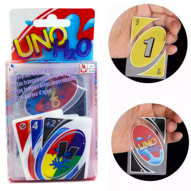 Board Games UNO H2O Card Game WaterProof Pressure Proof PVC Plastic Transparent Kids Toys Playing Cards Halloween Birthday Gifts