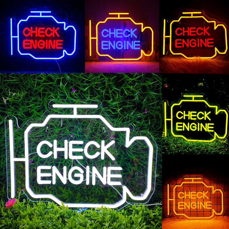 Check Engine Neon Sign Led Light Auto Room Garage Car Repair Shop Home USB Switch Bar Atmosphere Studio Wall Decor Gift Lamp