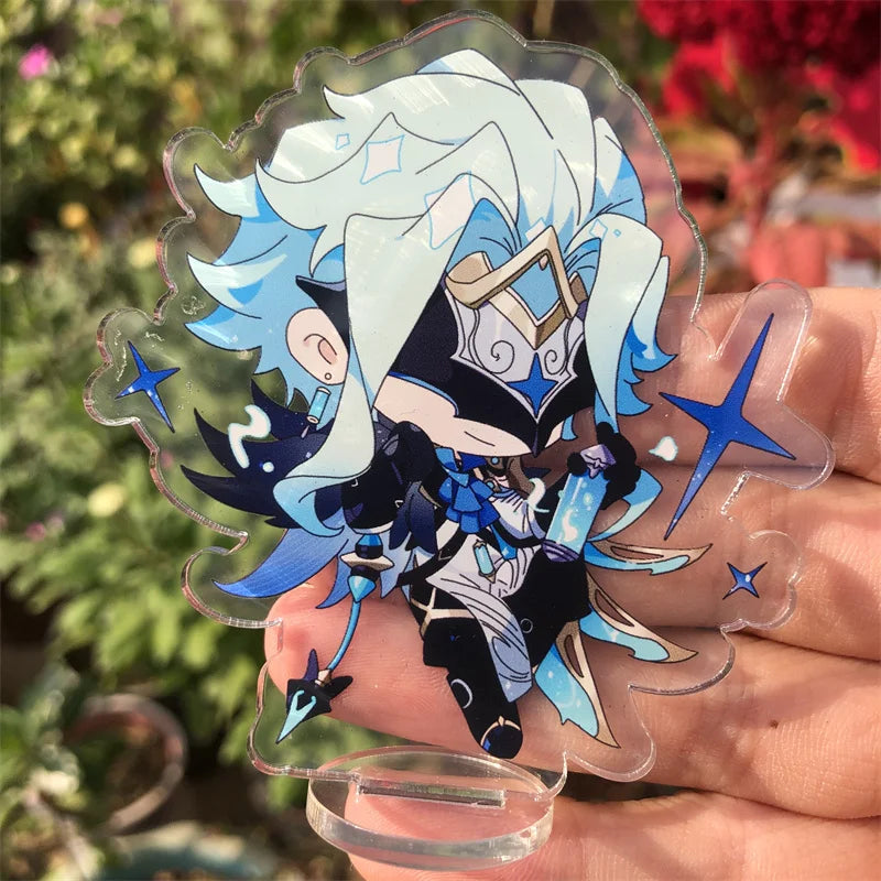 Genshin Impact Wriothesley Navia Clorinde Lyney Sigewinne Freminet Figure Keychain Stand Plate Anime Game Cosplay Accessories