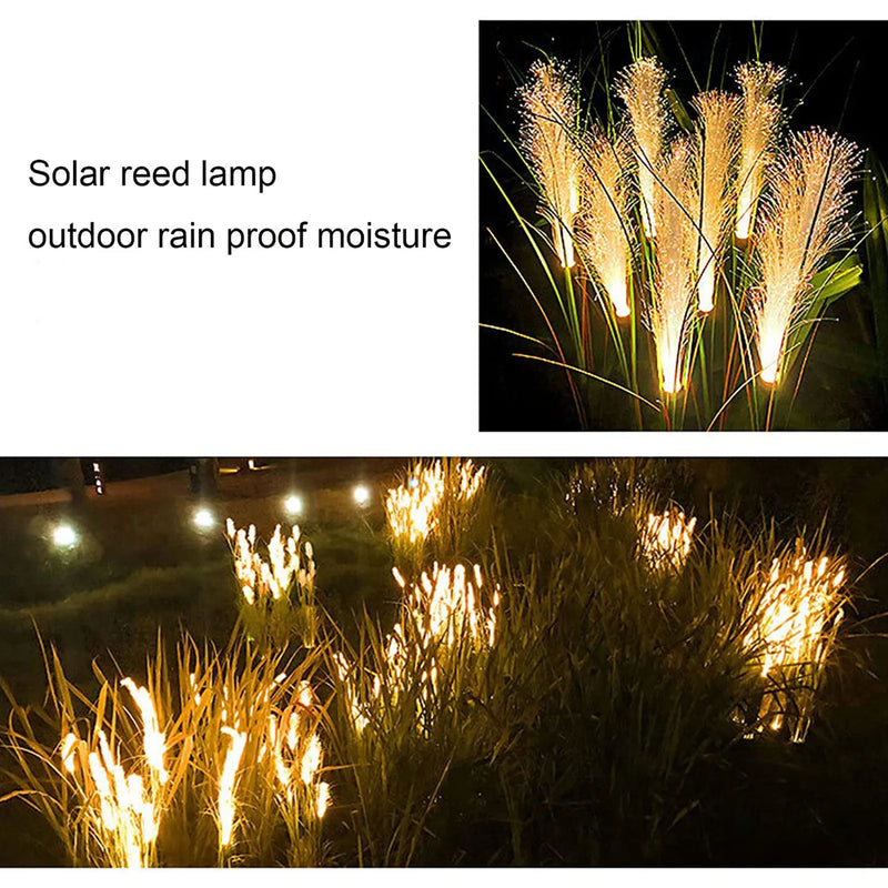 Garden Solar Reed Lights Outdoor Fiber Light Waterproof Garden Lamp Simulation Landscape Lamps for Home Patio Decoration