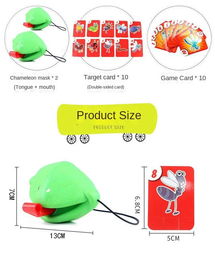 Frog Tongue-Sticking TikTok Same Funny Toy Lizards Mask Two-player Card Game Desktop Interactive Toys Parent-child Party Games