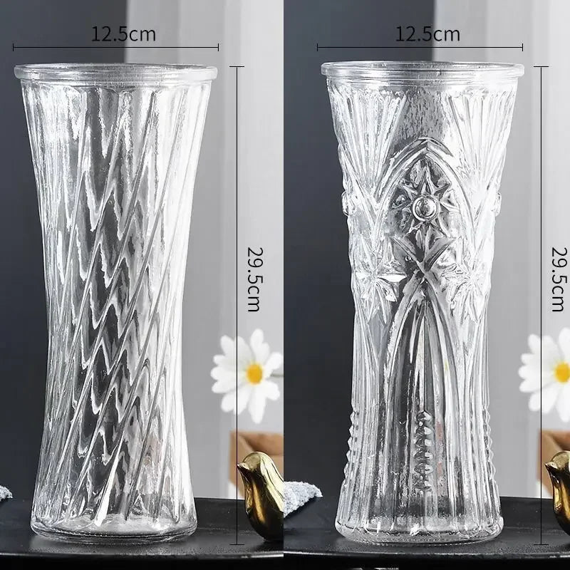 Extra Large Glass Vase Transparent Living Room Ornament Hydroponic Plant Lucky Bamboo Lily Inserted Dry Flower Ceramic