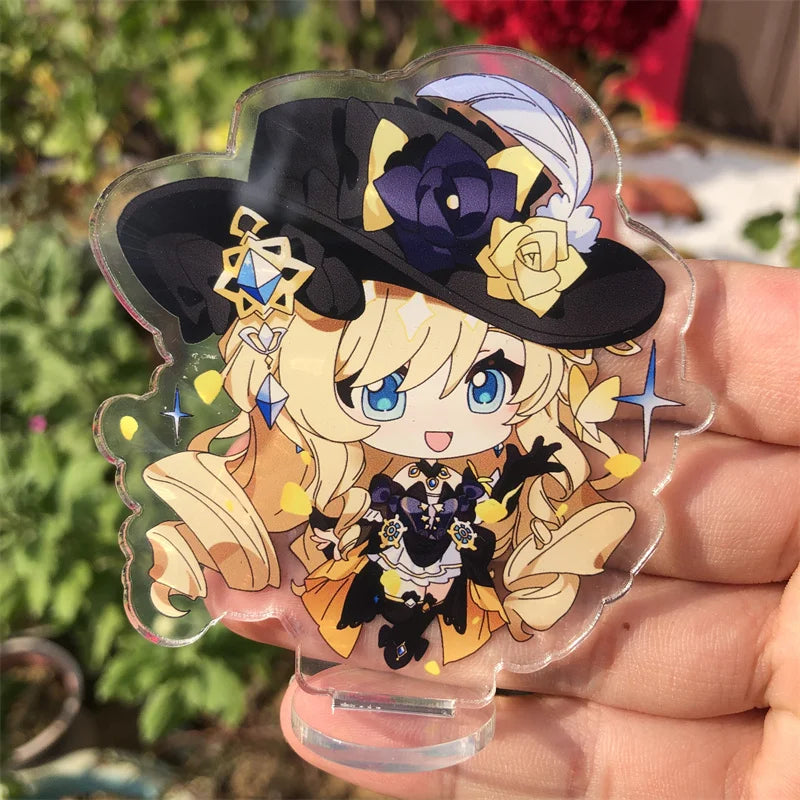 Genshin Impact Wriothesley Navia Clorinde Lyney Sigewinne Freminet Figure Keychain Stand Plate Anime Game Cosplay Accessories