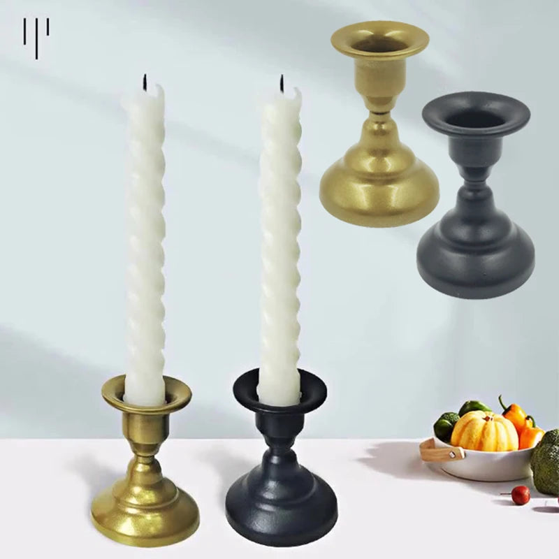 Nordic Style  Retro Creative Mini Dual-use Candlestick Golden Wrought Iron Geometric Home Decoration Candle Holders