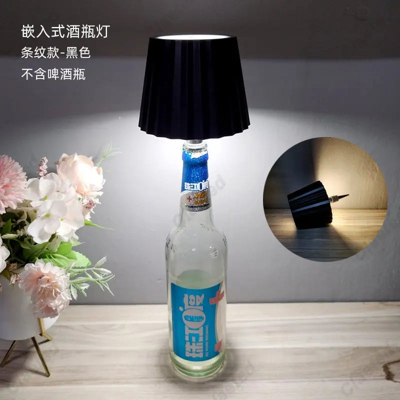 LED Wine Bottle Base Rechargeable Desk Led Lamp Battery Operated Bar Restaurant Dining Mushroom Lamp holders Night Light Decor