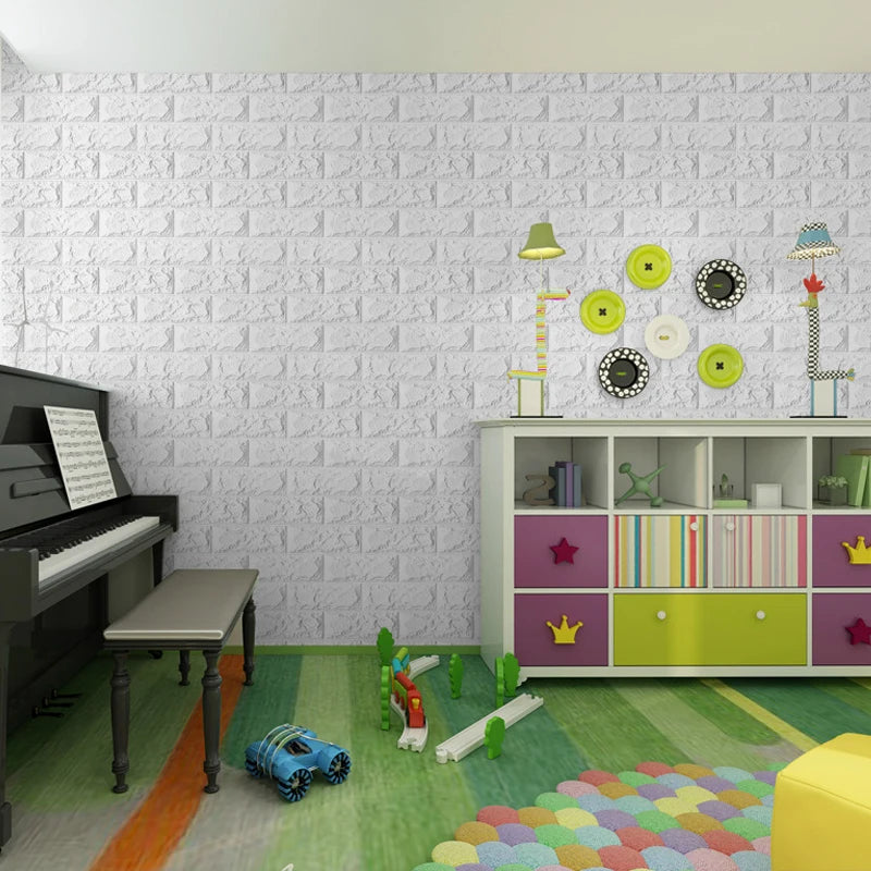 2mx70cm 3D Brick Wall Stickers DIY Decor Self-Adhesive Waterproof Wallpaper For Kid Room Bedroom Kitchen Home Wallcovering Decor