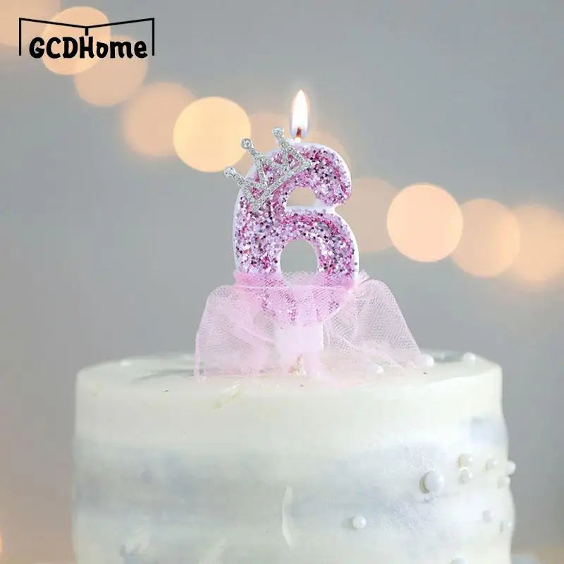 1PC Sweet princess Number Birthday Candles Cake Topper Birthday Valentine's Day Wedding Digital Cakes Dessert Decor