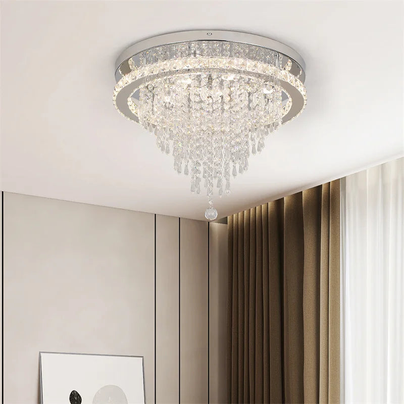 Modern K9 Luxury Crystal Ceiling Lamp Smart Led Living Dining Room Pendant Light Chandelier Remote Control Hanging Decor Luminai