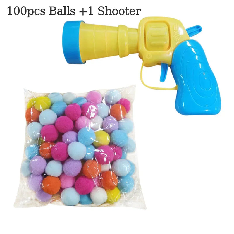 Interactive Launch Training Cat Toys Kittens Mini Shooting Gun Games Stretch Plush Ball Toys Pet Cat Kitten Toy Pet Accessories