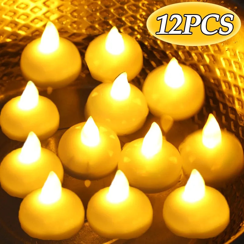 1-12pcs Floating Candle Lights LED Electronic Candles Battery Powered Float on Water Tealight For Christmas Wedding Party Decor