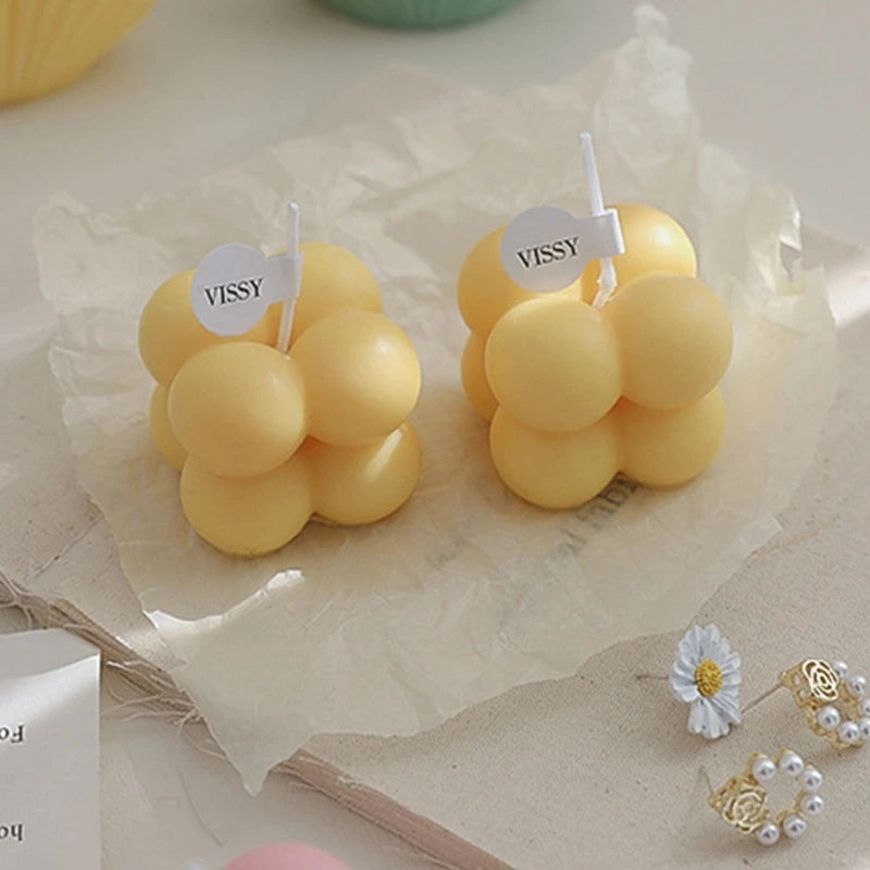 Small Scented  Mini Cube Bubble Shaped Wax Candles  for Home Bedroom Wedding Festival Party Decoration