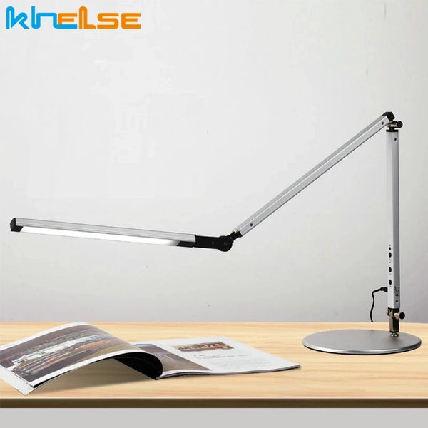 Khelse 8W Modern Office Desk Lamp Swing Long Arm LED Desk Lamp Dimmer Eye Care Table Luminaire Energy Saving Study Desktop Light