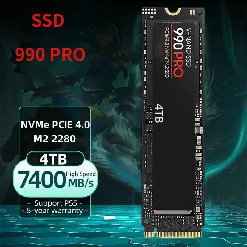 980PRO/990PRO/980EVO SSD NVME M2 Pcie Gen 4 7400Mb/s 4TB 2280 Heatsink SSD Disk Drives Internal For PS5 DIY Games Computer PS5