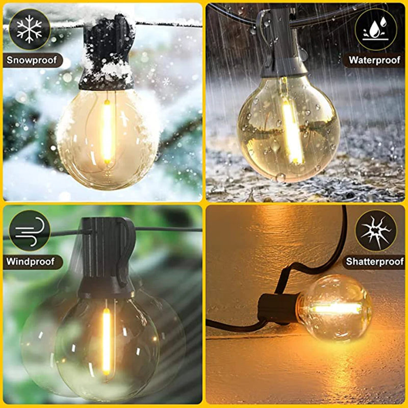 Outdoor Garland Lights 220V G40 Plastic Bulb LED Festoon Fairy Patio String Lights Wedding Street Garden Party Decoration