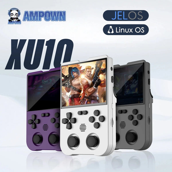 Ampown XU10 Handheld Game Console 3.5" IPS Screen 3000mAh Battery Linux System Built-in Retro Games Portable Video Game Console