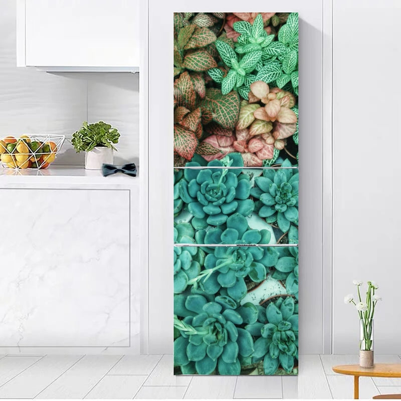 Cactu Leafe Tree Stickers Door Cover Refrigerator Wallpaper Adhesive Freezer Vinyl Film Decor Fun Decal Art Mural Kitchen