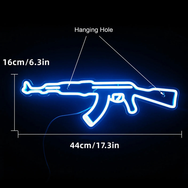 Gun Neon Sign art Neon Light Led AK 47 Cool Hanging Night Light Boys Playroom Home Store Party Personality BAR Wall Decor Lamps