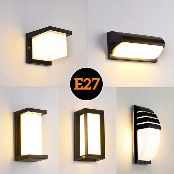 E27 Outdoor LED Wall Lamp 15W/25W Waterproof IP65 Aluminum Sconce Garden Courtyard Home Decor Wall Mount Street Lighting Fixture