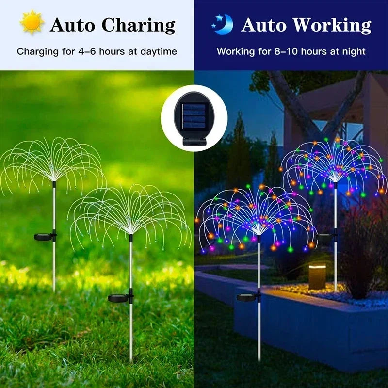 1/2/4/6Pcs Solar LED Firework Fairy Lights Outdoor IP65Waterproof Garden Decoration Lawn Pathway Solar Lamp For Patio Yard Party