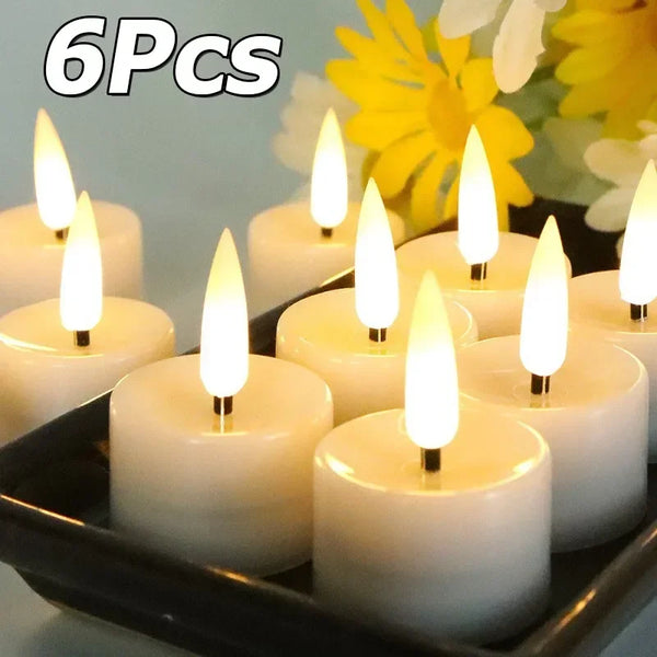 6/1Pcs LED Electronic Candles Light Battery Operated Flameless Flickering Tea Lights Table Candle Lamp Wedding Anniversary Decor