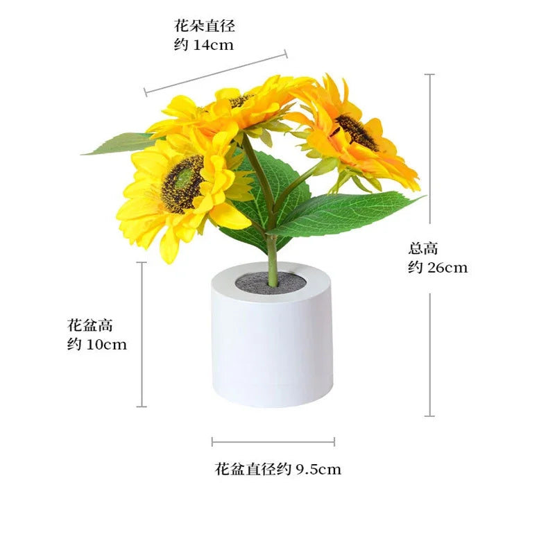 Sunflower Night Light Rechargeable Table Decor Flower Lamp Bedroom Lamp Creative Lighting for Kids Friend Birthday Holiday Gift