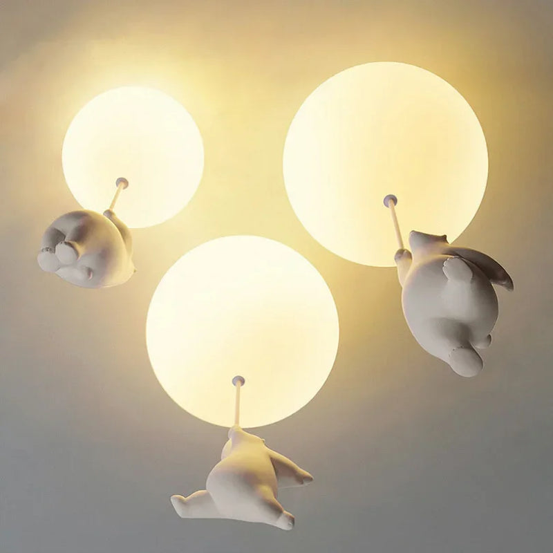 Novelty Pendant Light for Bedroom Children Kids Cartoon Hanging Lamp Balloon Bear Ceiling Chandeliers Modern Led Creative School