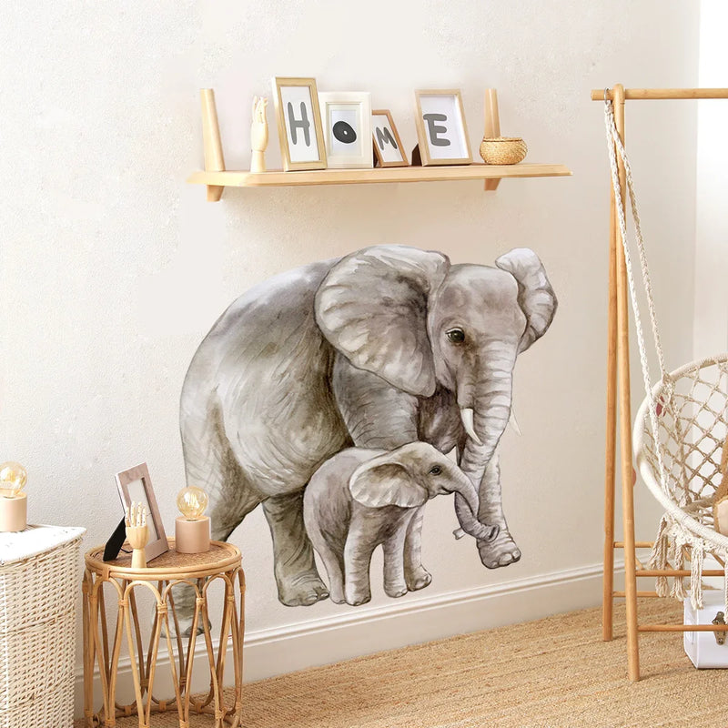 Cartoon Animals Elephant Wall Decal for Children's Room Wall Decoration Background Wall and Room Wall Art Sticker