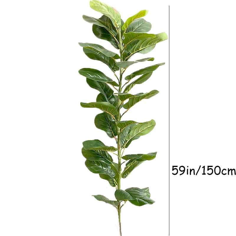 59in Large Ficus Tree Artificial Plants Fake Tree Plastic Banyan Leafs Real Touch Banyan Tree Leaves For Home Office Shop Decor