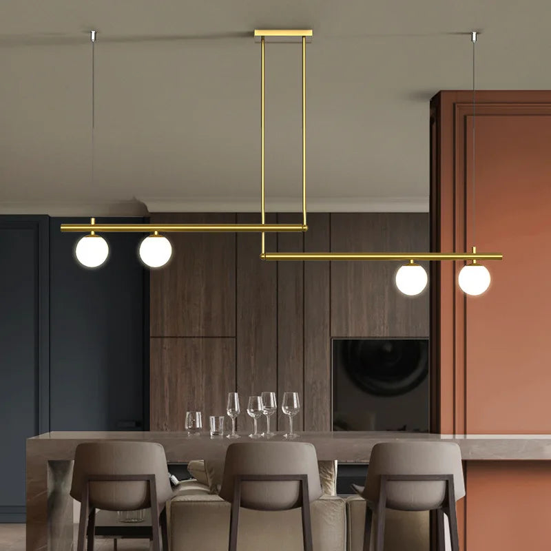 Modern Minimalist Living Room Chandelier Simple Linear Restaurant Pendant Light Nordic Creative Shop Hanging Lamp for Home LED