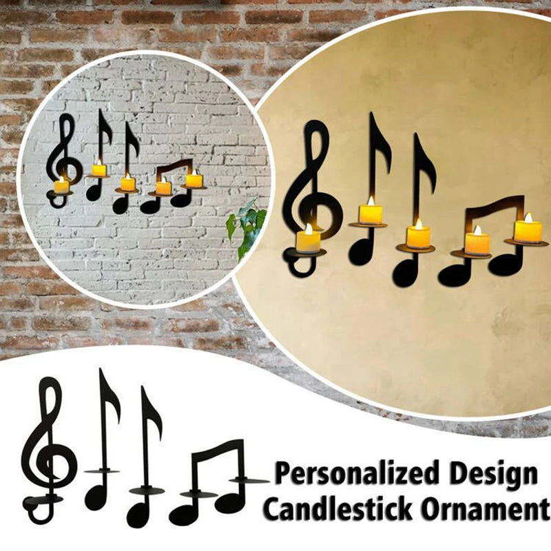 Nordic Music Symbol Candle Holder Handicrafts Household Frunishings Art Crafts Metal Candlestick Ornament Wedding Decor