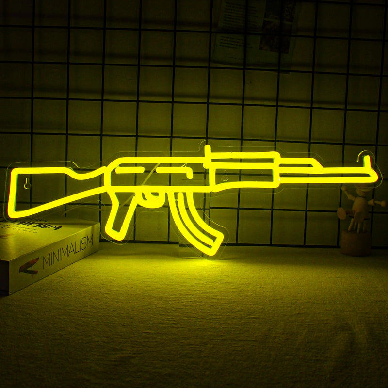 Gun Neon Sign art Neon Light Led AK 47 Cool Hanging Night Light Boys Playroom Home Store Party Personality BAR Wall Decor Lamps