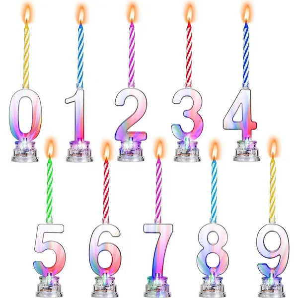 1pc Led Tea Light Electronic Candles Colorful Glowing Flashing Number Candle For Kids Birthday Party Wedding Decoration Supplies