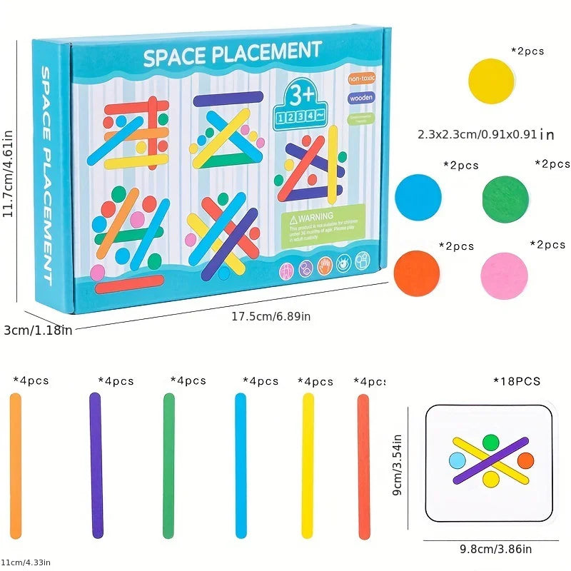 Kids Rainbow Stick Puzzle Montessori Toys Color Sensory Logical Thinking Matching Games Children Early Educational Wooden Toys