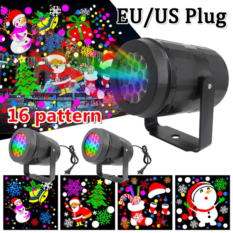 LED Christmas Projector Lamp 360 Rotatable Indoor Outdoor Projector Lamp Holiday Party Christmas Decoration LED Lighting EU/US