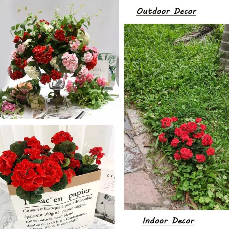 35cm Artificial Geranium Red Pink Flowers Plant Artificial Plants Artificial Flower For Wedding Garden Home Xmas Decor