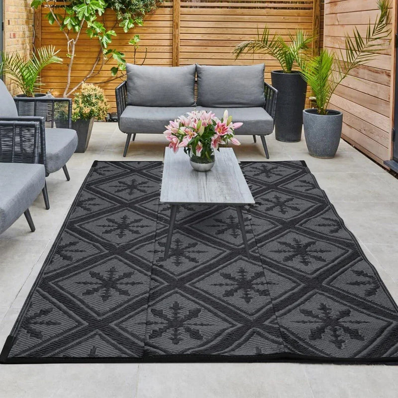 Non-slip Rug for Outdoor Patio Portable Woven Picnic Mat Easy Cleaning Reversible Carpet Multifunctional Floor Mat Home Decor