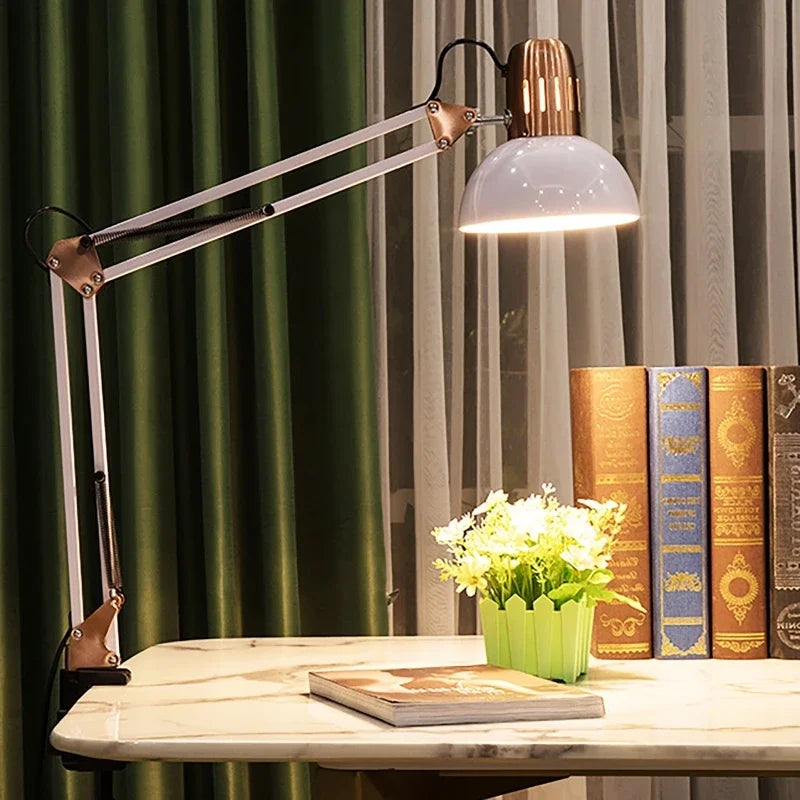 LED Studio Desk Lamp Vintage Portable Lamps With Clamp Book Reading Folding Writing Study Light Fixture For Nail Manicure Table