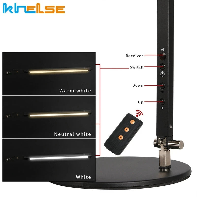 Khelse 8W Modern Office Desk Lamp Swing Long Arm LED Desk Lamp Dimmer Eye Care Table Luminaire Energy Saving Study Desktop Light