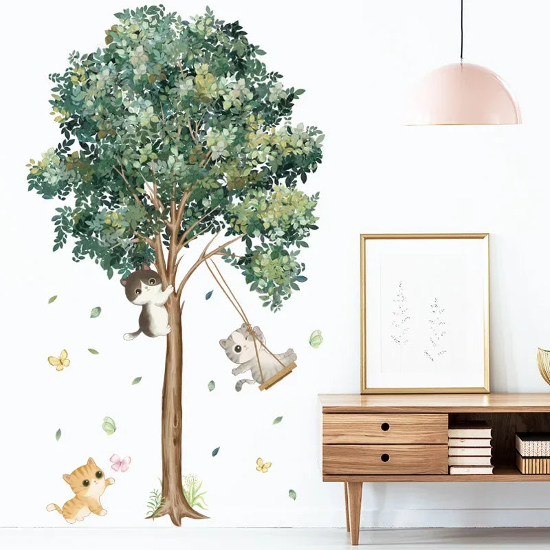 Plant Big Tree Green Leaves Wall Decals Children's Room Wall Sticker Waterproof Wall Sticker Wallpaper Paste Bedroom Decoration