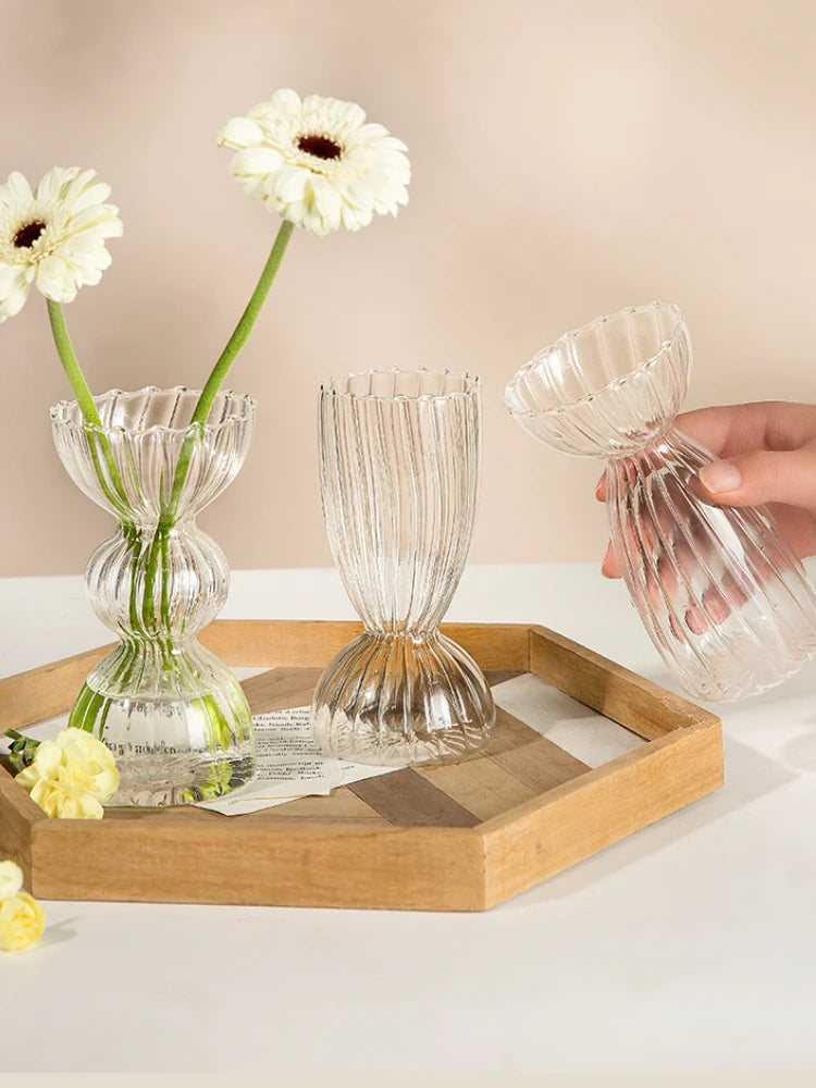 Transparent Vase Modern Home Decor Vase Decoration Home Wedding Clear Glass Vase Nordic Vases Set Hydroponic Vase