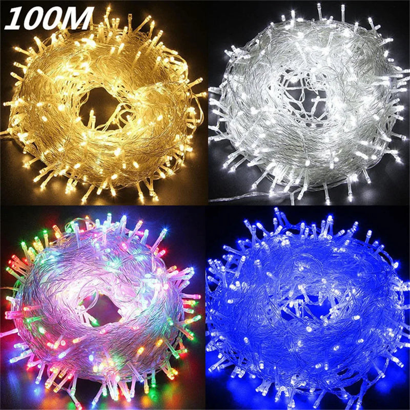 LED Garland String Lights 10m 30m 50m 100m Christmas Tree Wedding Decoration Waterproof Fairy Light Indoor Outdoor 220V EU Lamp